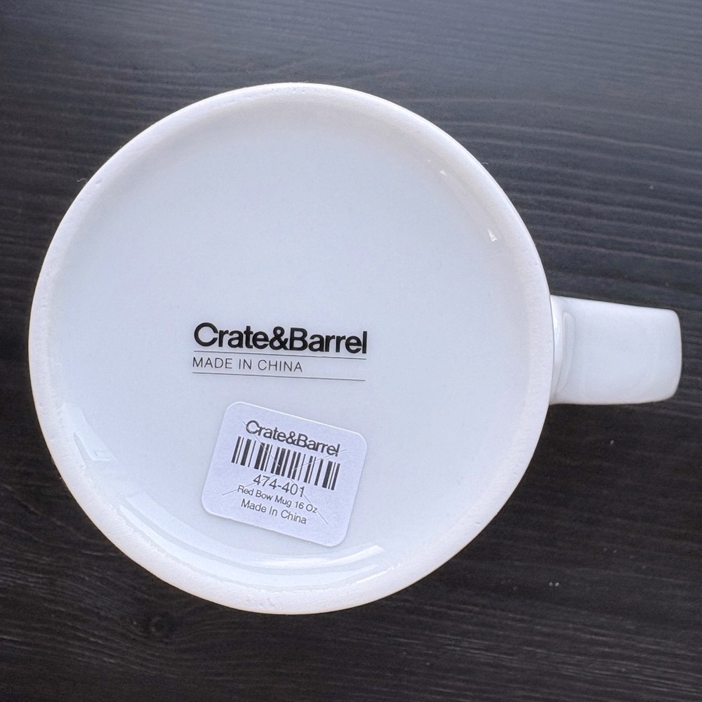 Crate&Barrel Red and White Bow Mug - Picture 3 of 4